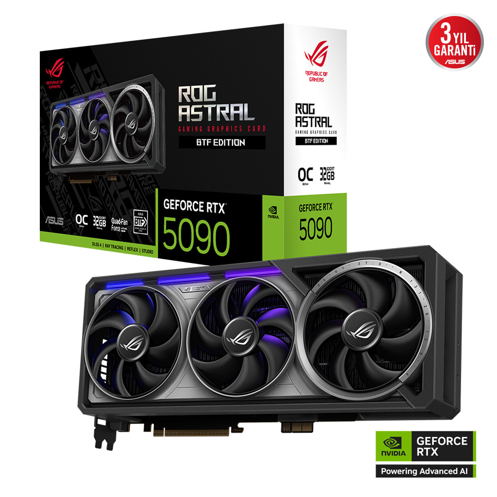 ASUS ROG-ASTRAL-RTX5090-O32G-BTF-GAMING, 32Gb, 512Bit, GDDR7, 2xHDMI, 3xDP GAMING Ekran Kartı