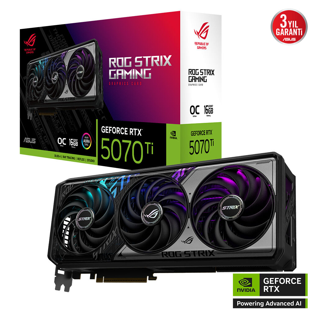 ASUS ROG-STRIX-RTX5070TI-O16G-GAMING, 16Gb, 256Bit, GDDR7, 2xHDMI, 3xDP GAMING Ekran Kartı