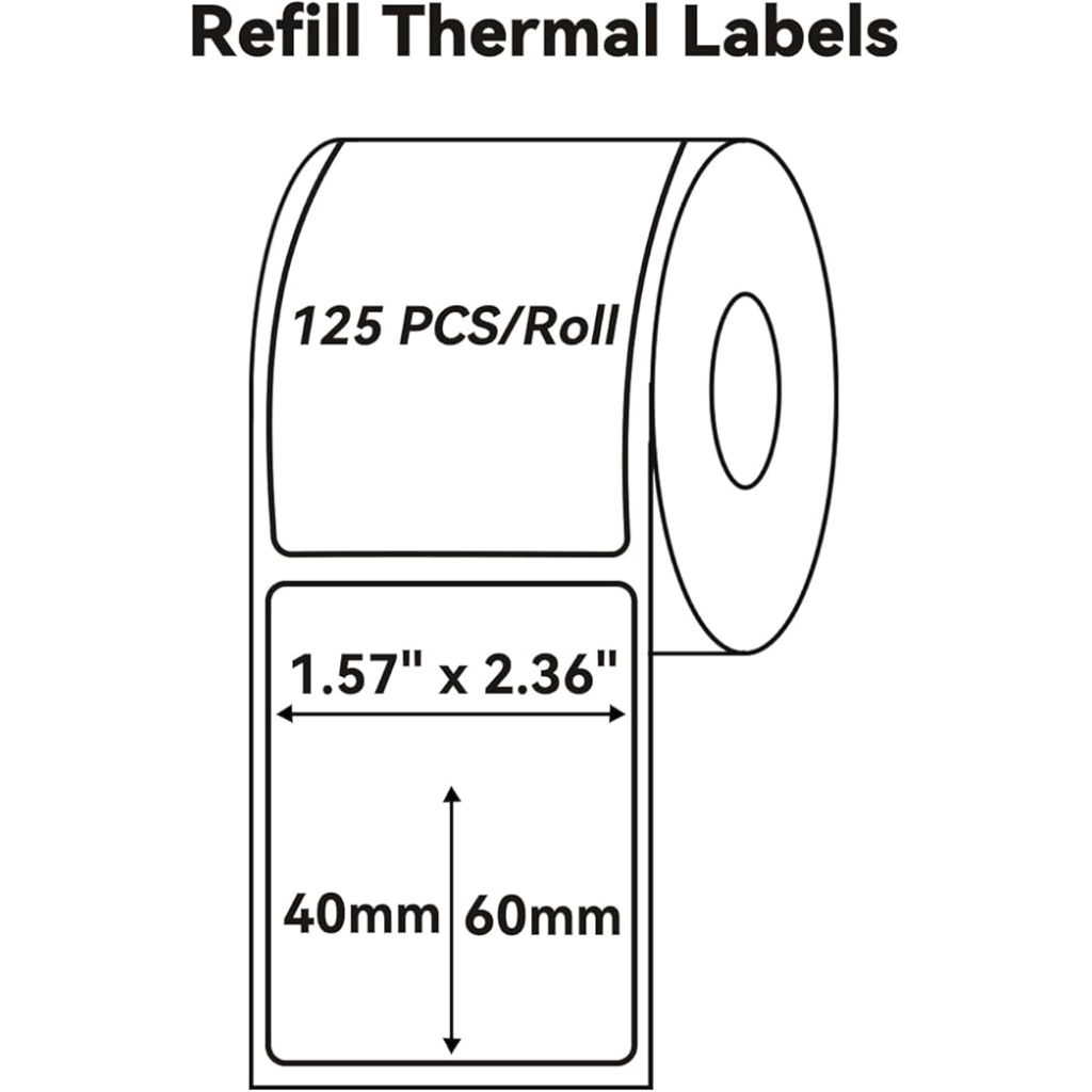 NIIMBOT T40 Etiket 40mm x 60mm 125 adet Şeffaf  (B1,B21S,B3S)