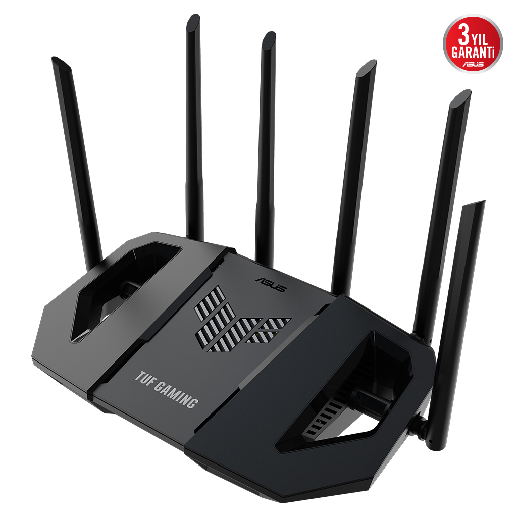 ASUS TUF-BE6500, BE6500, 3 Port, 6500Mbps, Dual Band, WİFİ 7, AiMesh, AiProtection Pro, GAMING Extendable Router