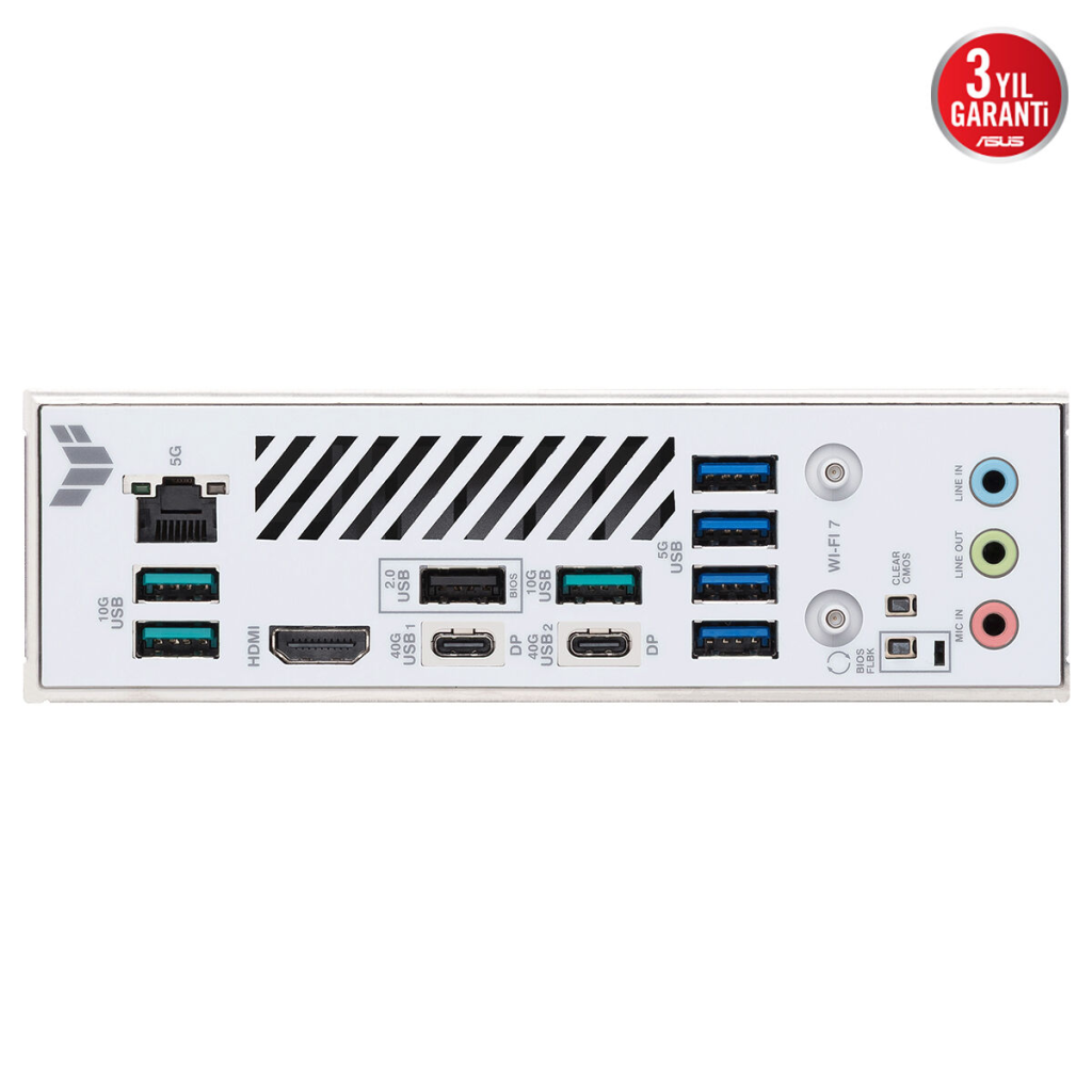 ASUS TUF GAMING X870-PRO WIFI7 W NEO, 4xDDR5, 4xM.2, HDMI, DP, Type-C, Wi-Fi 7, Bluetooth v5.4, AM5 Soket GAMING Anakart