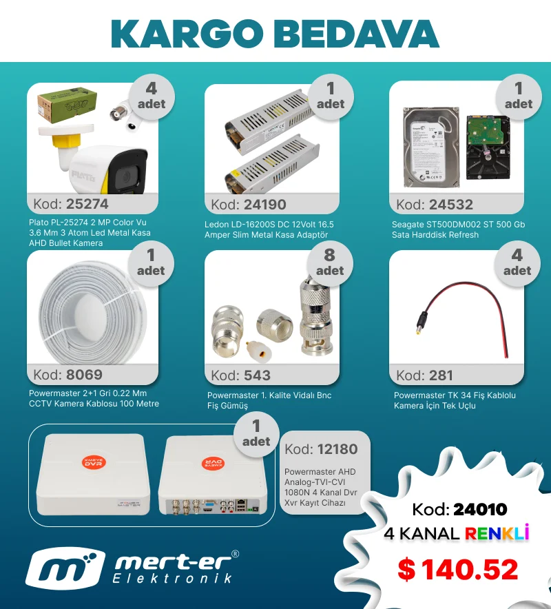 Kamera Kampanyası 4 Kameralı AHD Warm Led Renkli Set