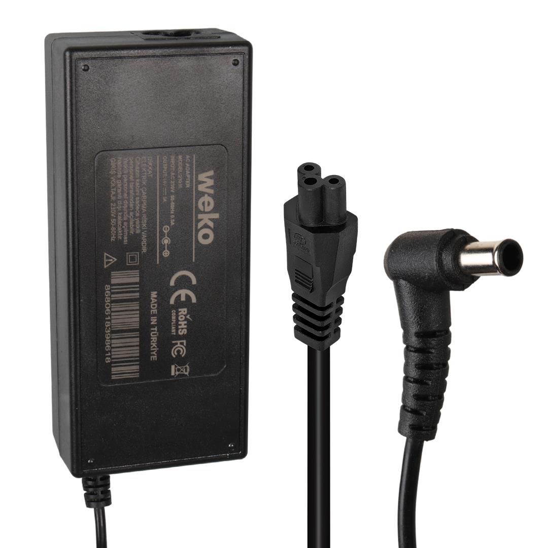 Weko 14 Volt - 3 Amper 6.5*4.4 Uçlu İğneli Yerli Üretim Plastik Kasa Masaüstü Samsung Monitör Adaptörü