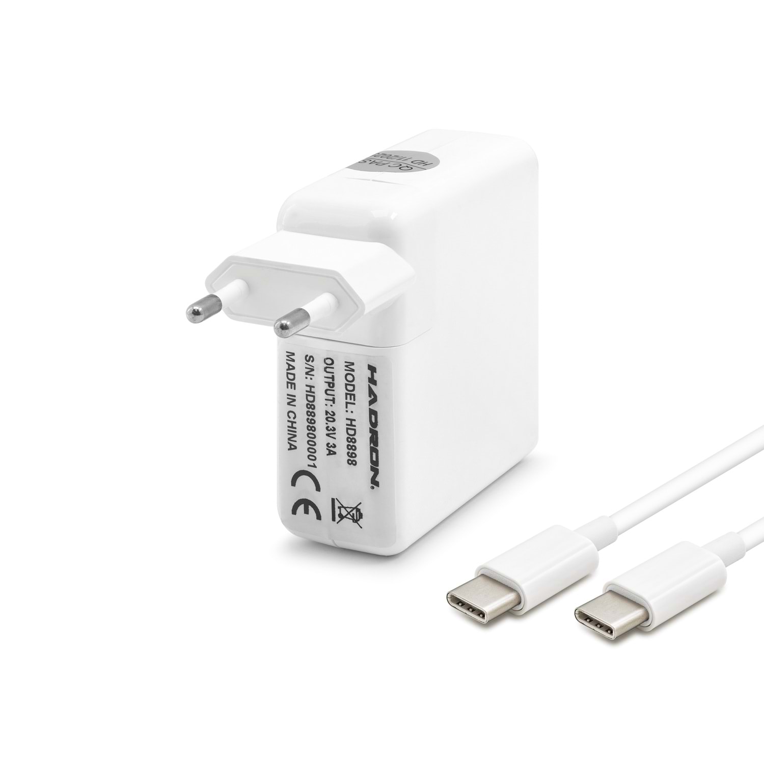 HADRON HD8898 Laptop Adaptörü 60W 20.3V 3A Type-C Beyaz