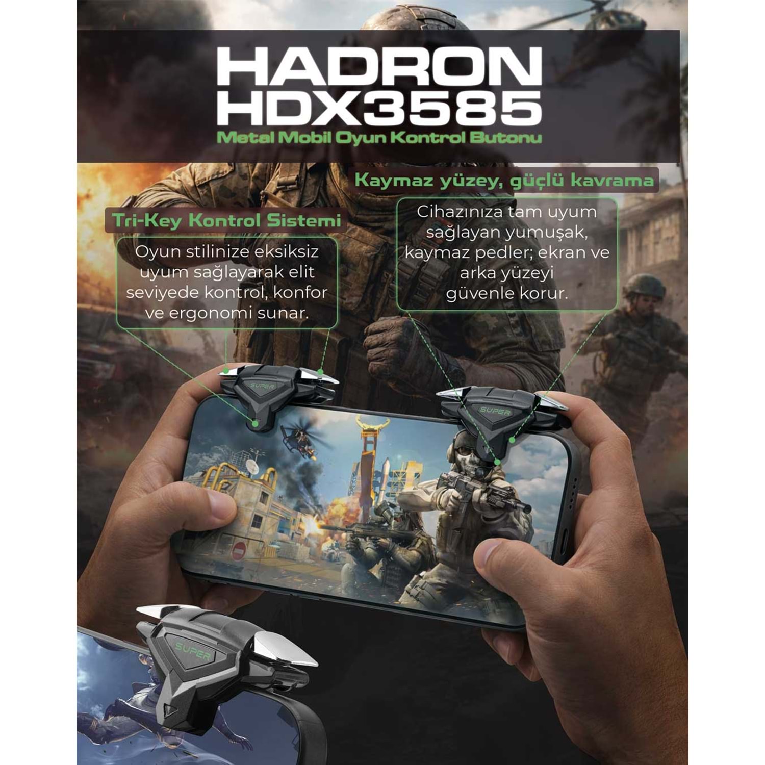 HADRON HDX3585 Mobil Oyun Kontrol Aparatı 2 Butonlu Siyah