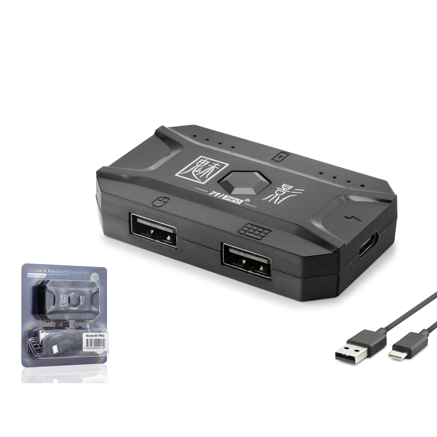 HADRON M1 PRO Mobil Oyun Klavye Mouse Dönüştürücü Adaptör Bluetooth 5.0 Type-C Siyah