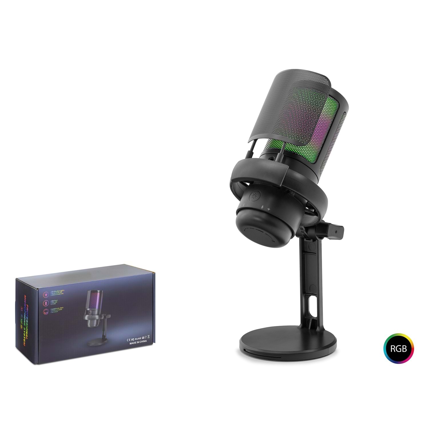 HADRON ME6PB Gaming RGB Masaüstü Mikrofon Type-C 192kHz 24Bit Siyah