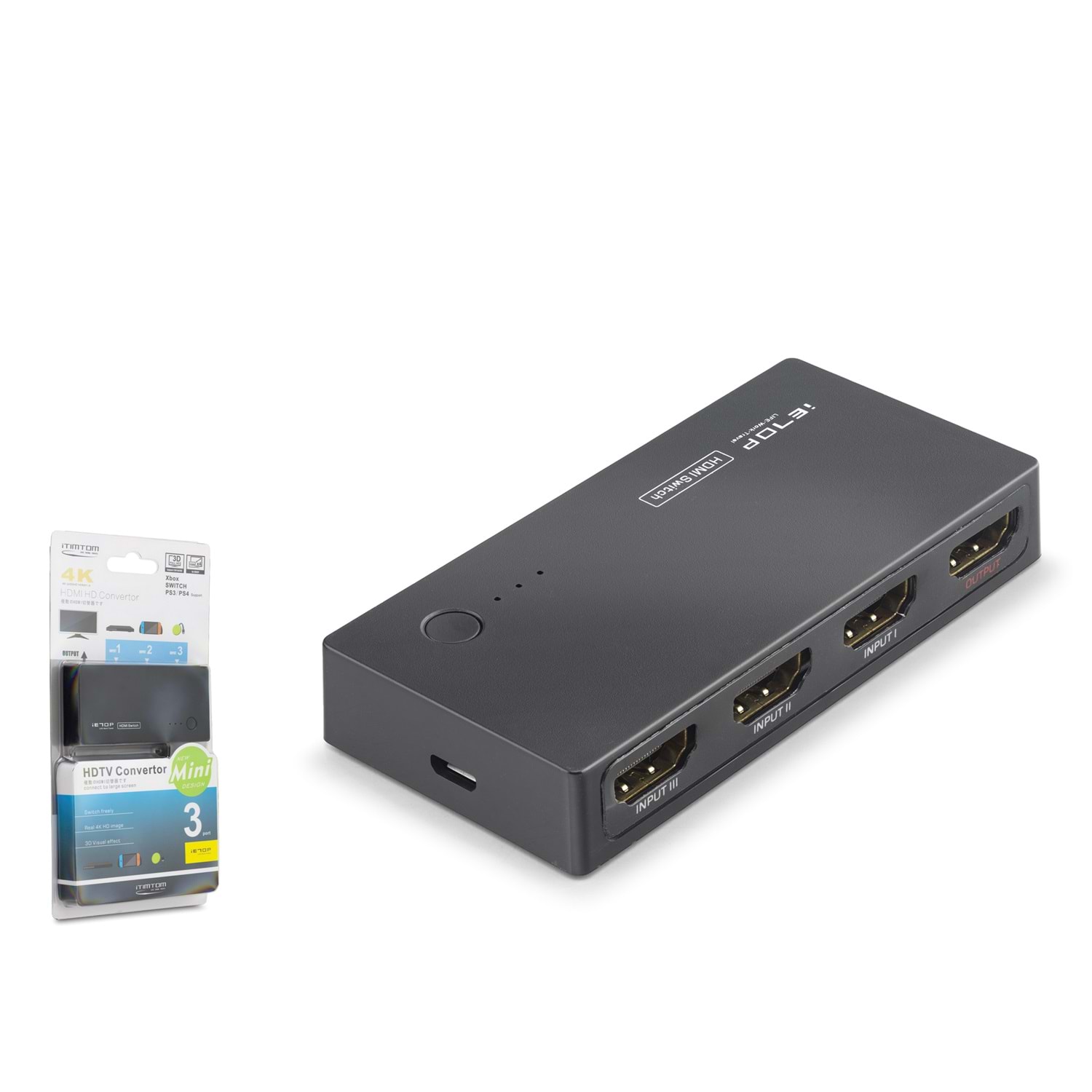 iETOP SWH301 HDMI Switch 4K 3 Giriş 1 Çıkış Siyah