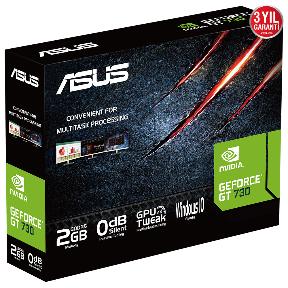 ASUS GT730-SL-2GD5-BRK, 2Gb, GDDR5, 64Bit, 1xD-Sub, 1xDVI, 1xHDMI Ekran Kartı