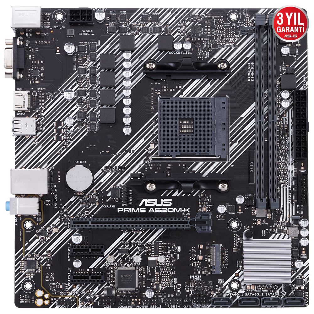 ASUS PRIME A520M-K 2xDDR4 VGA HDMI 1xM2 AM4 ANAKART