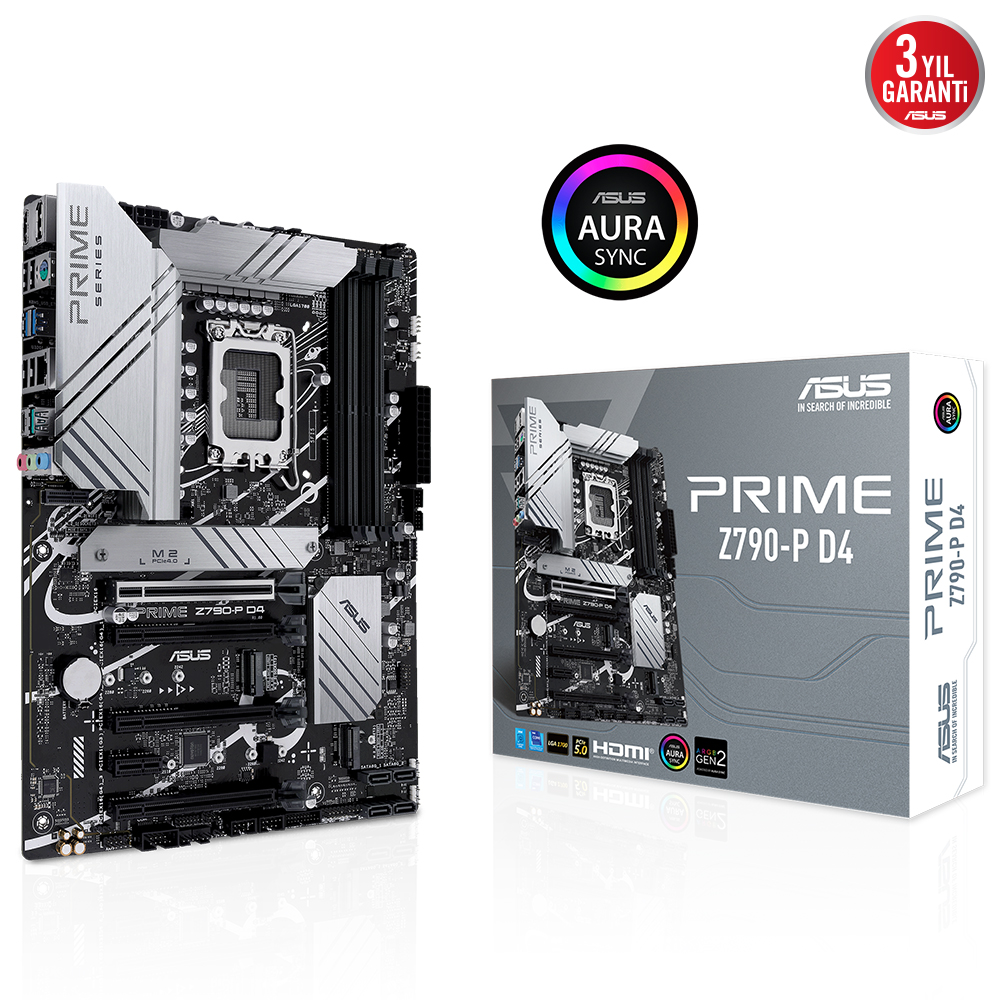ASUS PRIME Z790-P D4 INTEL Z790 LGA1700 4xDDR4 5333MHZ 1xDP 1xHDMI 3xM2 USB3.2 AURA RGB 2.5GBİT LAN ATX ASUS 5X PROTECTION III ARMOURY CRATE AI SUİTE 3