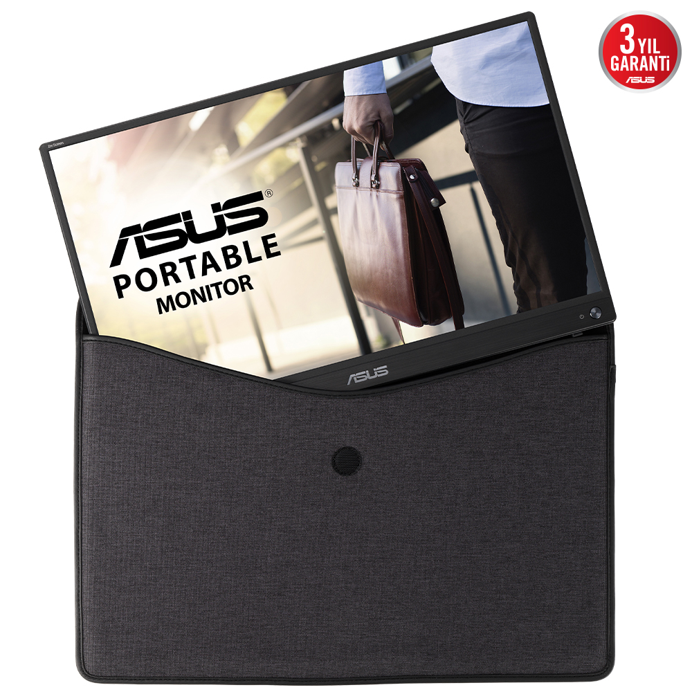 ASUS ZENSCREEN MB16ACV 15,6 TASINABILIR USB MONITOR IPS 1920 X 1080 5MS USB Type-C 3YIL MAT EKRAN, USB Type-C to A ADAPTOR, DUSUK MAVI ISIK, ANTIBAKTERİYAL KAPLAMA