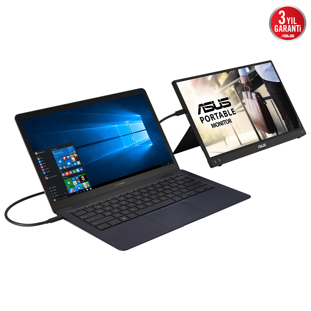 ASUS ZENSCREEN MB16ACV 15,6 TASINABILIR USB MONITOR IPS 1920 X 1080 5MS USB Type-C 3YIL MAT EKRAN, USB Type-C to A ADAPTOR, DUSUK MAVI ISIK, ANTIBAKTERİYAL KAPLAMA