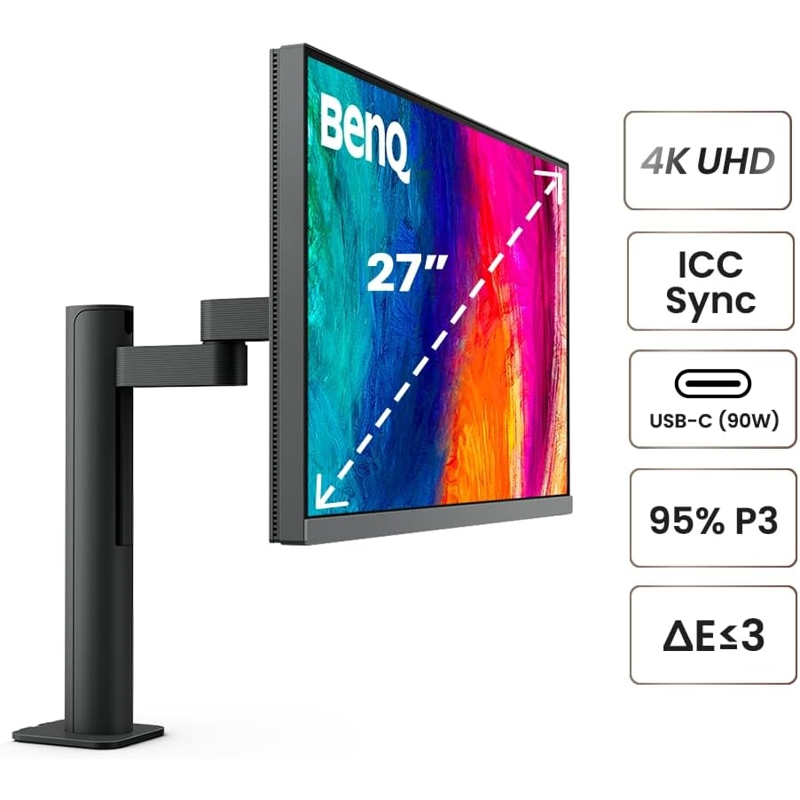 BENQ PD2706UA 27" 5MS 4K HDR 3840x2160 DP/HDMI/TYPE-C PIVOT SRGB REC709 DUALVIEW ERGO ARM TASARIM MONİTÖR