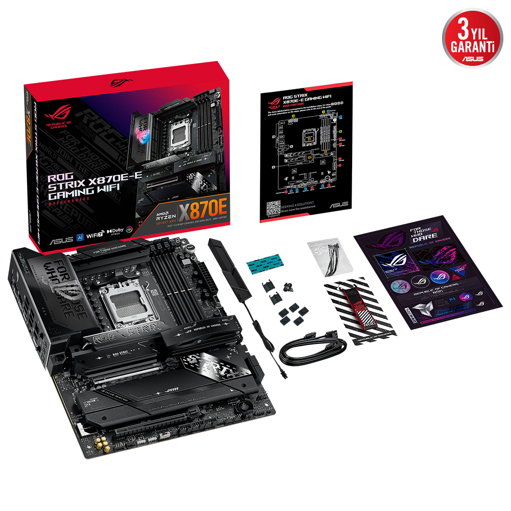 ASUS ROG STRIX X870E-E GAMING WIFI DDR5 8000MHZ 1XHDMI 1XDP 4XM.2 ATX AM5 (AMD AM5 9000/8000/7000 SERİLERİ İLE UYUMLU)