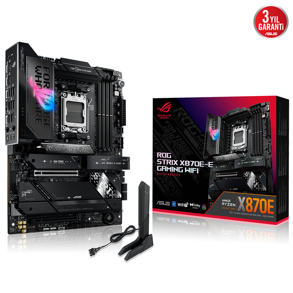 ASUS ROG STRIX X870E-E GAMING WIFI DDR5 8000MHZ 1XHDMI 1XDP 4XM.2 ATX AM5 (AMD AM5 9000/8000/7000 SERİLERİ İLE UYUMLU)