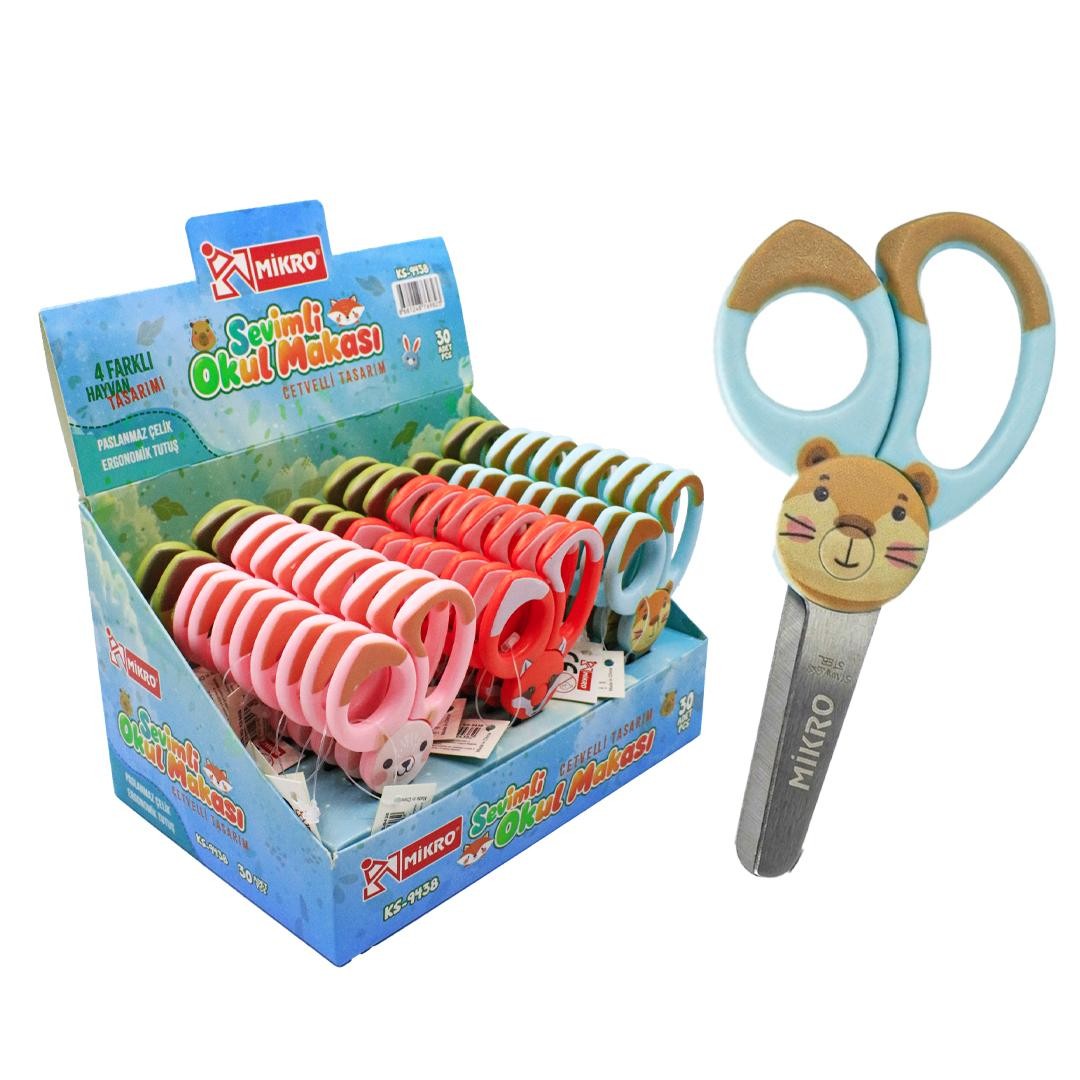 MİKRO KS-9438 SEVİMLİ HAYVANLAR OKUL MAKASI 30'LU