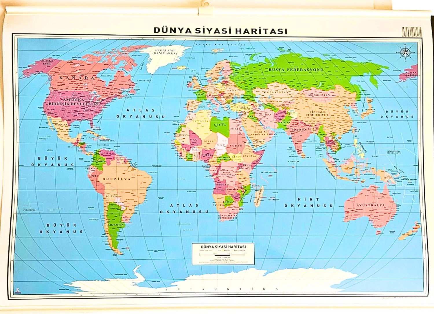 ODAK DÜNYA HARİTASI FİZİKİ-SİYASİ 50X70 5'Lİ
