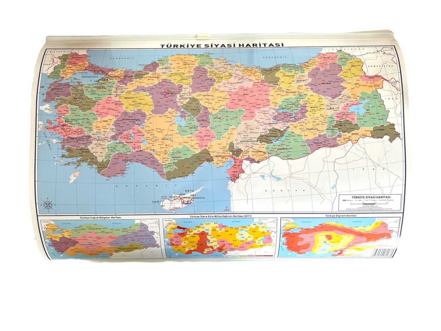ODAK TÜRKİYE HARİTASI FİZİKİ-SİYASİ 50X70 5'li