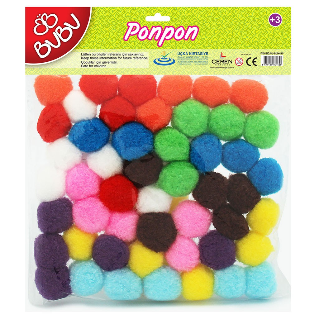 BUBU-PON003 3CM DÜZ PONPON 12'Lİ*18