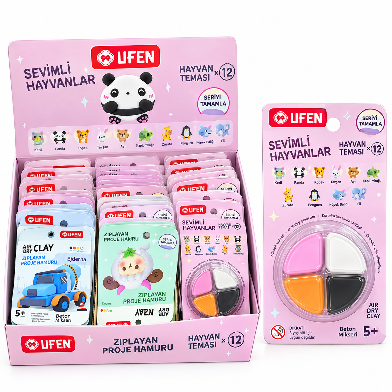 UFEN 70794 SEVİMLİ HAYVANLAR ZIPLAYAN HAMUR 12'Lİ