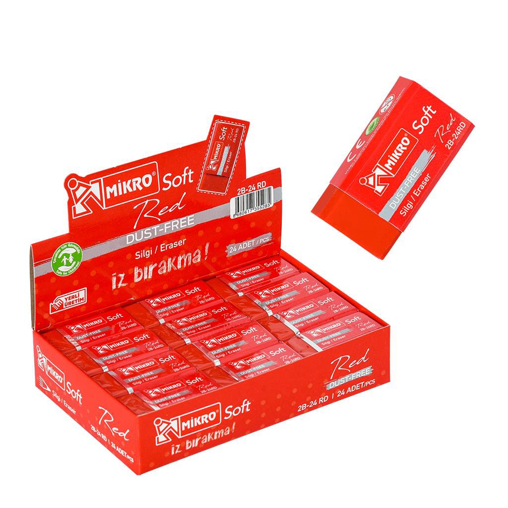 MİKRO 2B-24RD KIRMIZI SOFT SİLGİ 24'LÜ*50