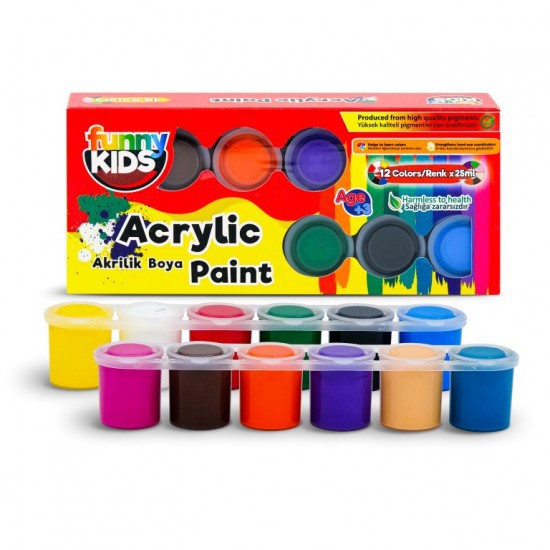 FUNNY KIDS AKRİLİK BOYA 12'Lİ*36