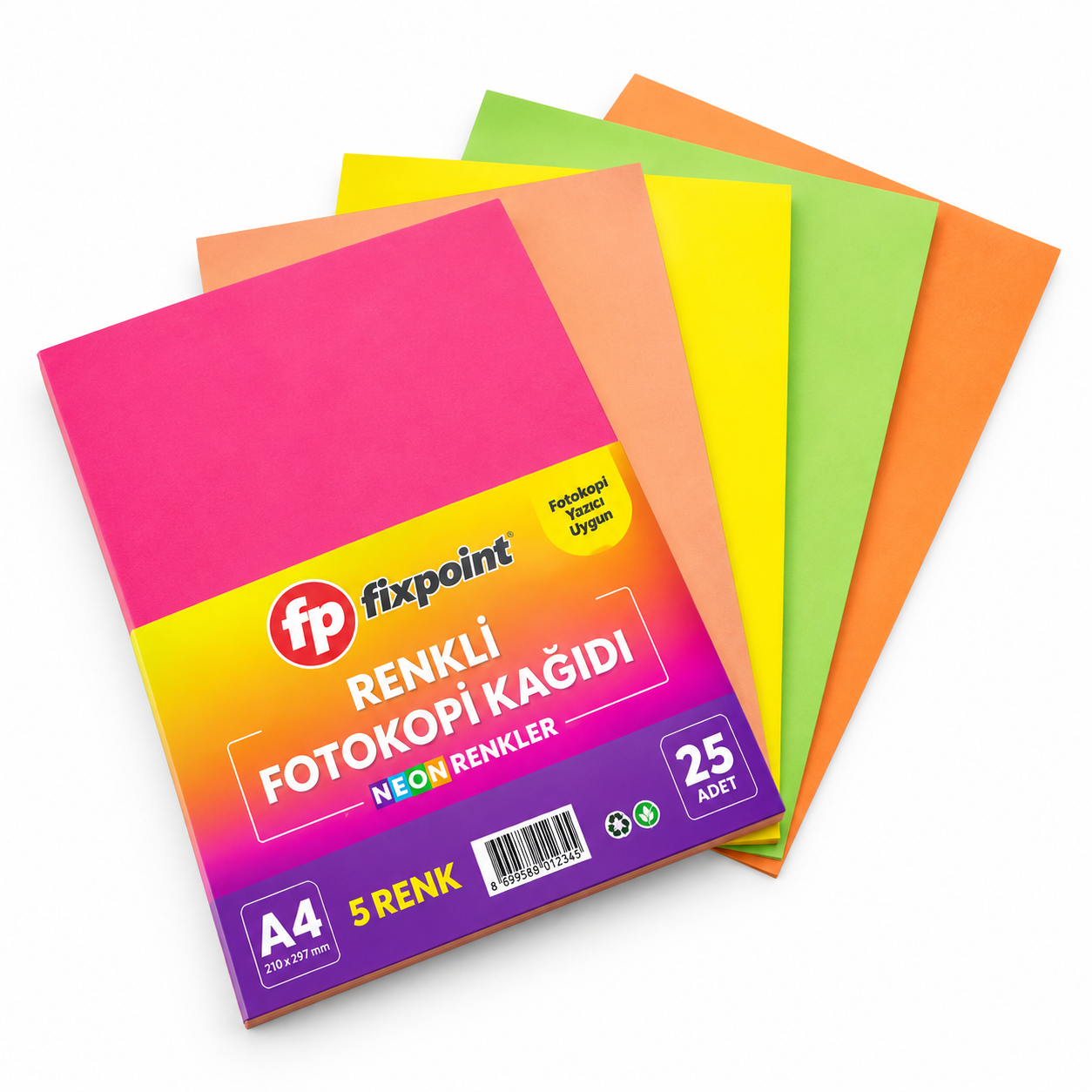 FİXPOİNT P-4896 NEON RENKLİ FOTOKOPİ KAĞIDI 25'Lİ*200
