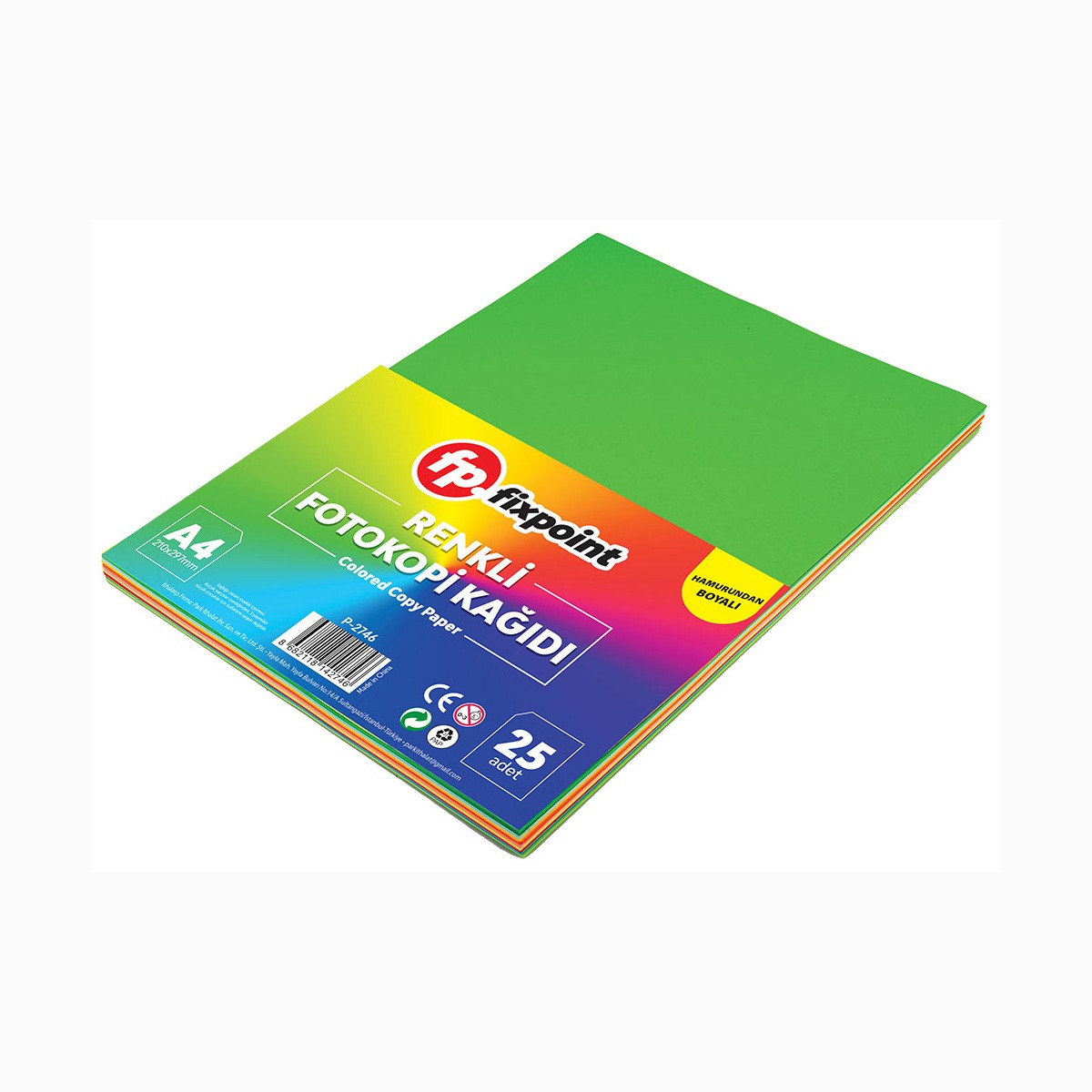 FİXPOİNT P-2746 A4 RENKLİ FOTOKOPİ KAĞIDI 25'Lİ*200 >