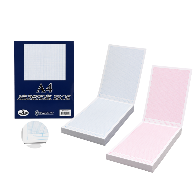 YAĞMUR A4 MİLİMETRİK BLOK 12'Lİ PEMBE-MAVİ*11