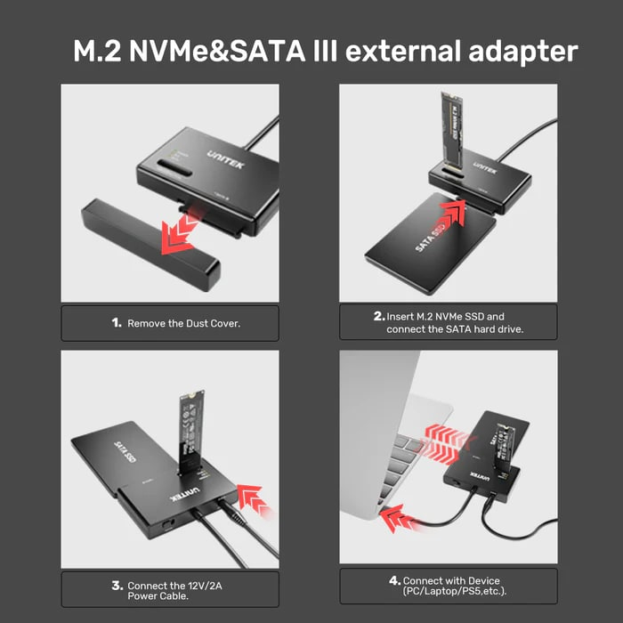 UNITEK USB-C TO M.2 NVME+SATA III DÖNÜŞTÜR(S1232A)