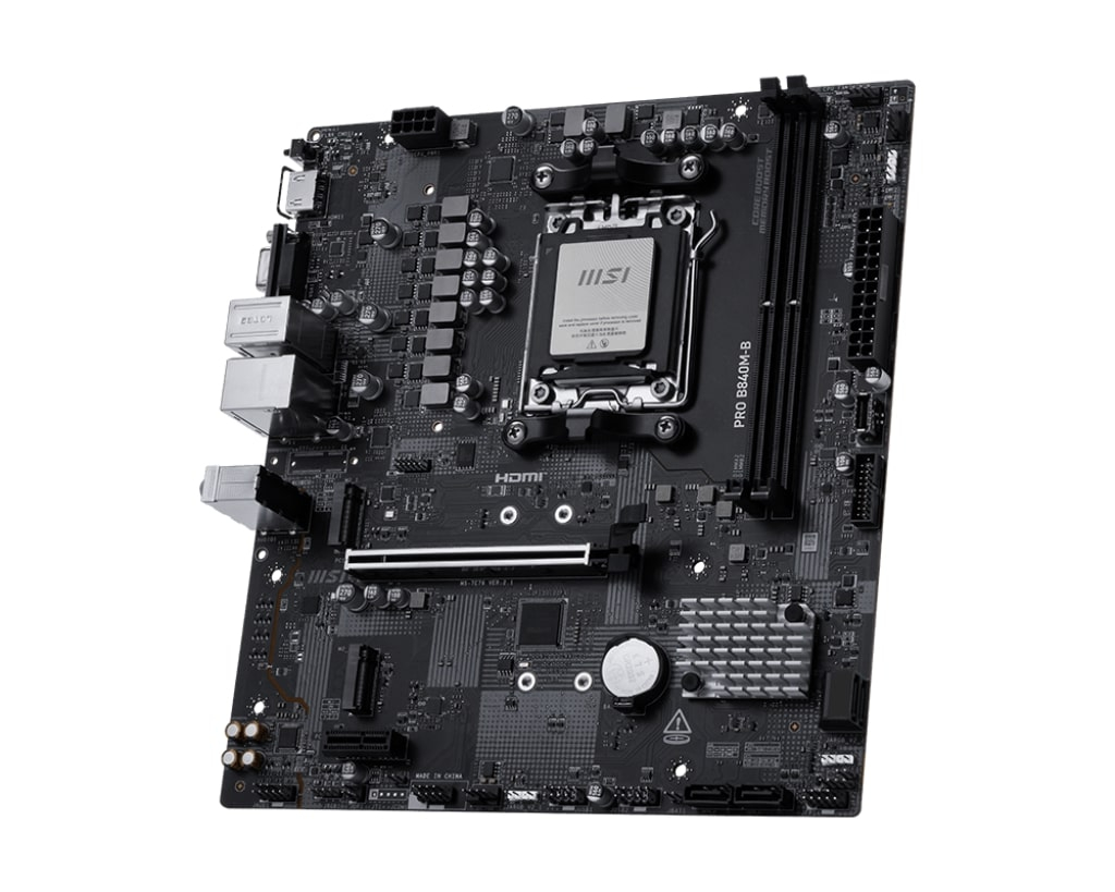 MSI PRO B840M-B AM5 DDR5 8000MHZ(OC) HDMI VGA 2X M.2 USB 5 GBS 2.5G LAN MATX