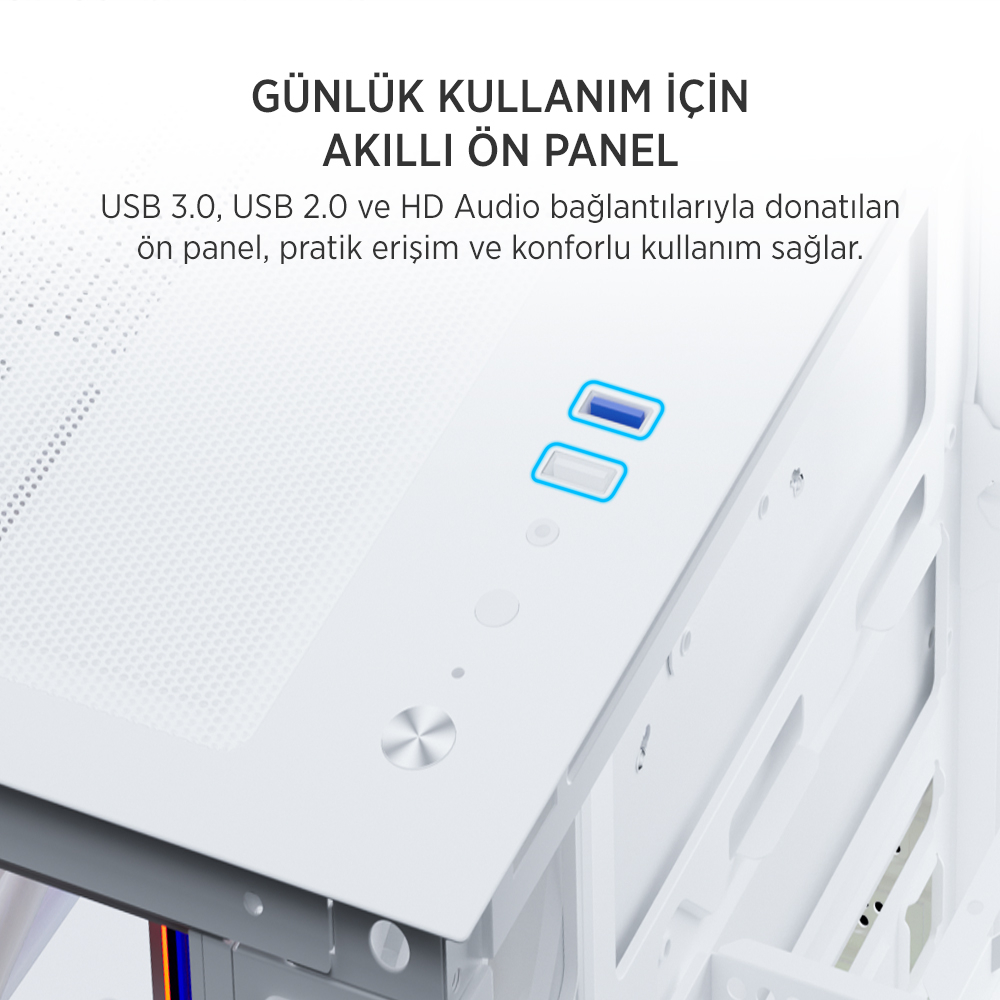 JAMES DONKEY STARK S801 7X ARGB 650W GAMING CASE WHITE