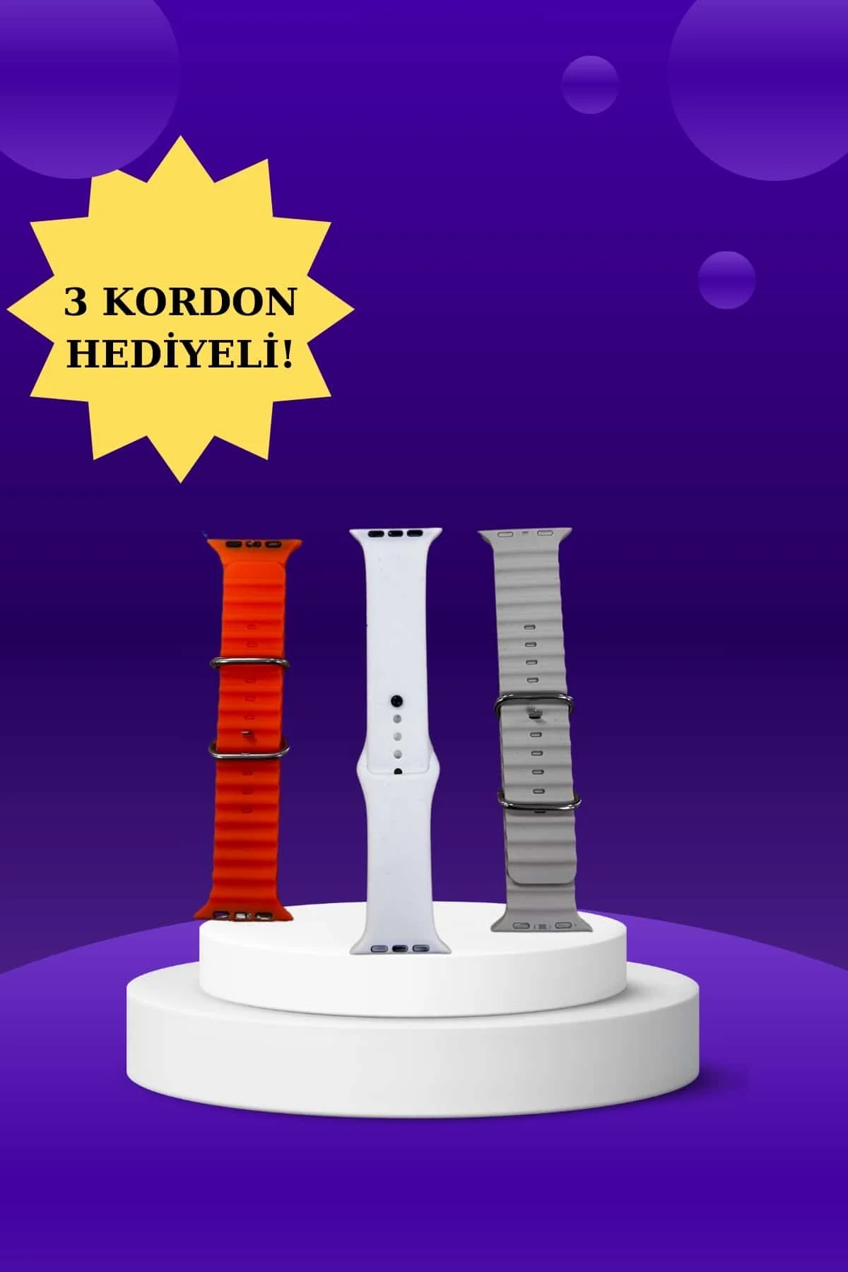 Akıllı Saat Arama Görüşme Bildirim Görme Uyku ve Sağlık Takibi Nabız Ölçer 3 Kordon Hediyeli