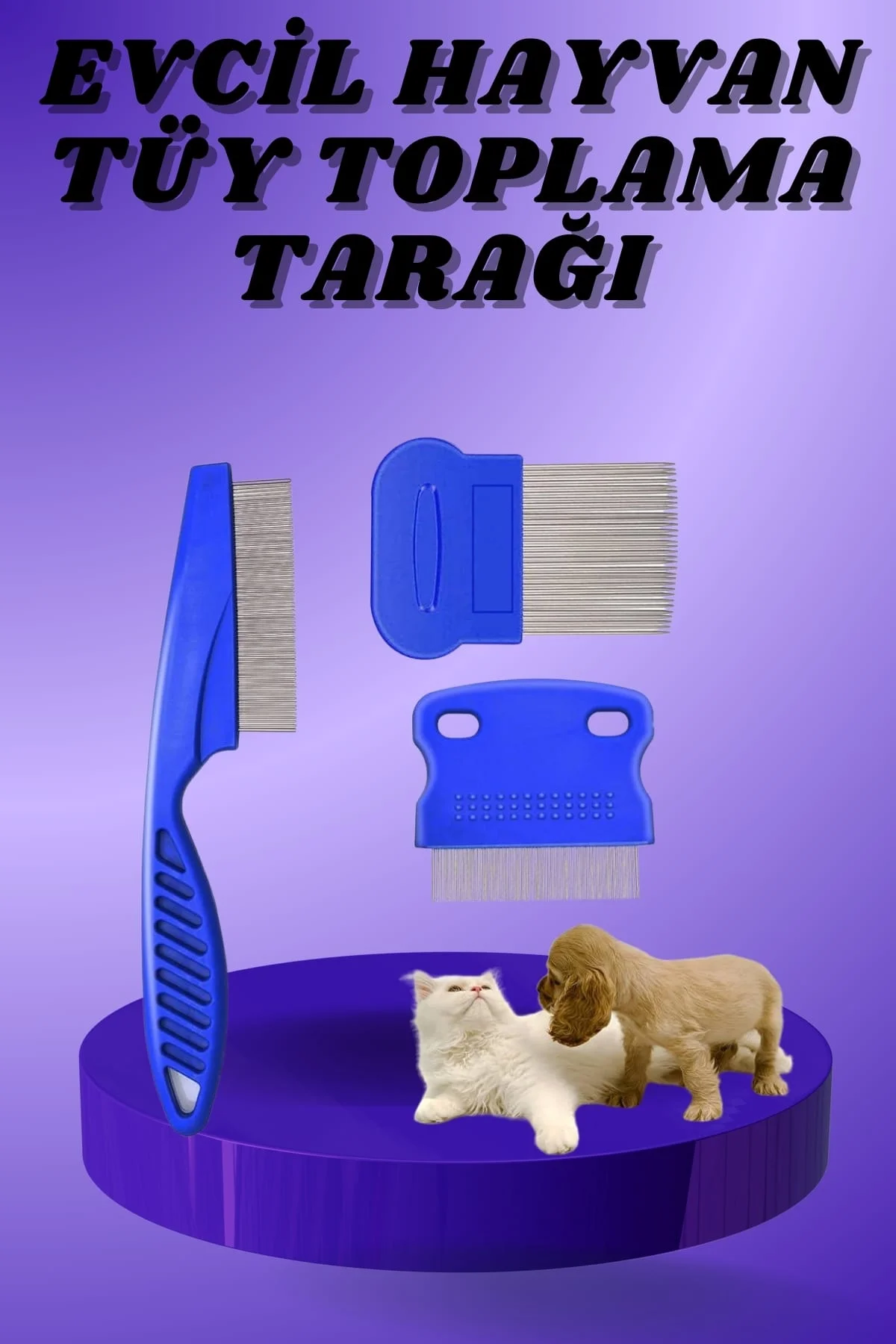 Kedi Köpek Tüy Bit Pire Toplayıcı Toplama Temizleme Tarağı Tarak Seti 4'lü Set