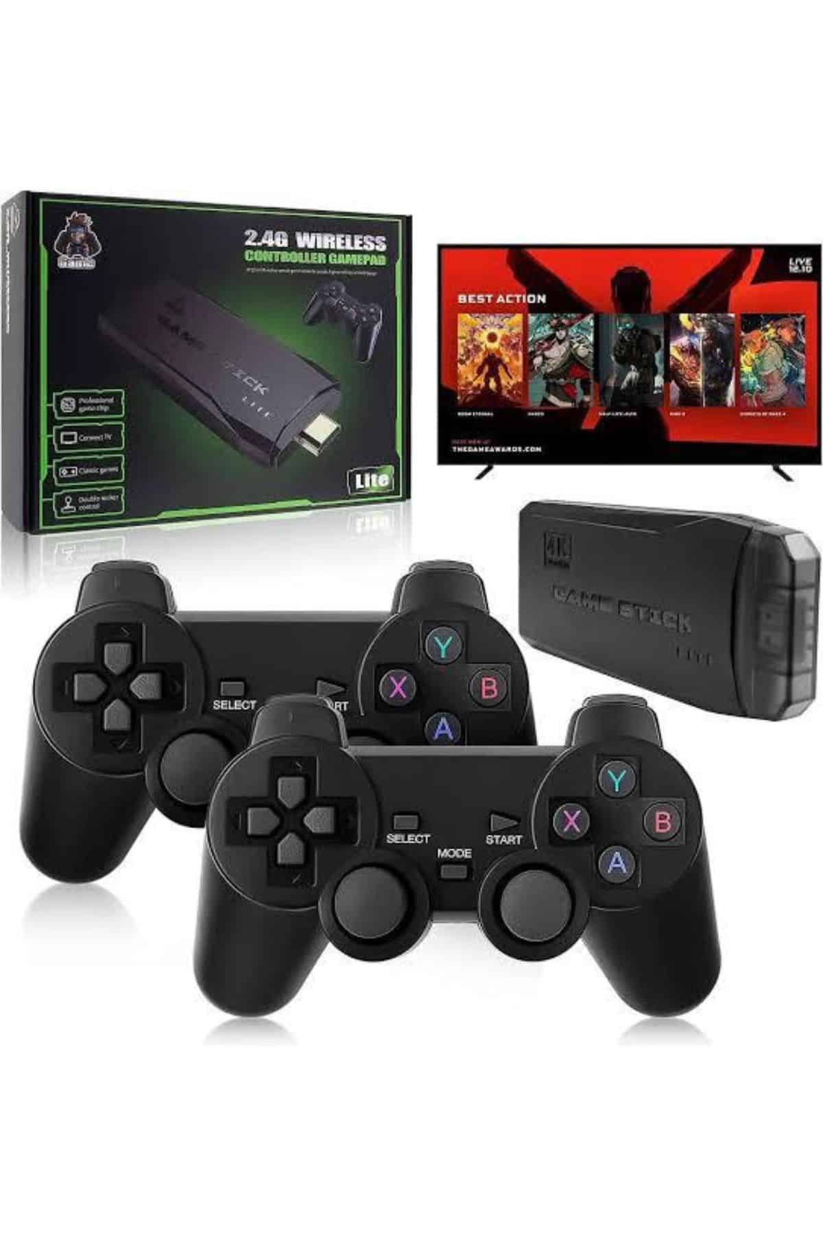 Çift Kollu 2.4g kablosuz Retro 4k Game stick 3500 oyun atari HD Görüntü Kalitesi