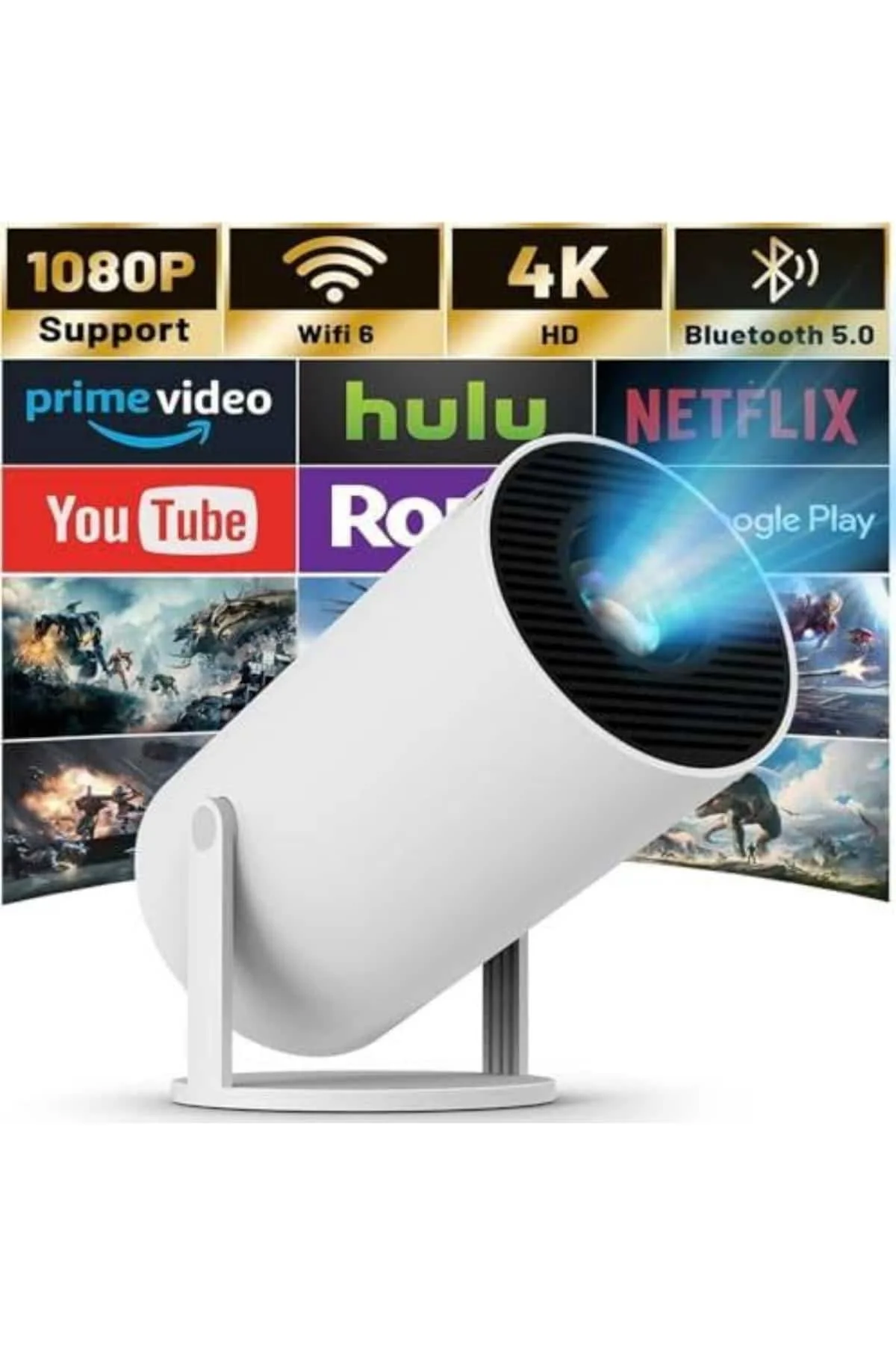 Sinema Projeksiyonu Projektörü ve Dijital Göstergeli Bluetooth Hoparlör Uzun Pil Ömrü HD Kalite