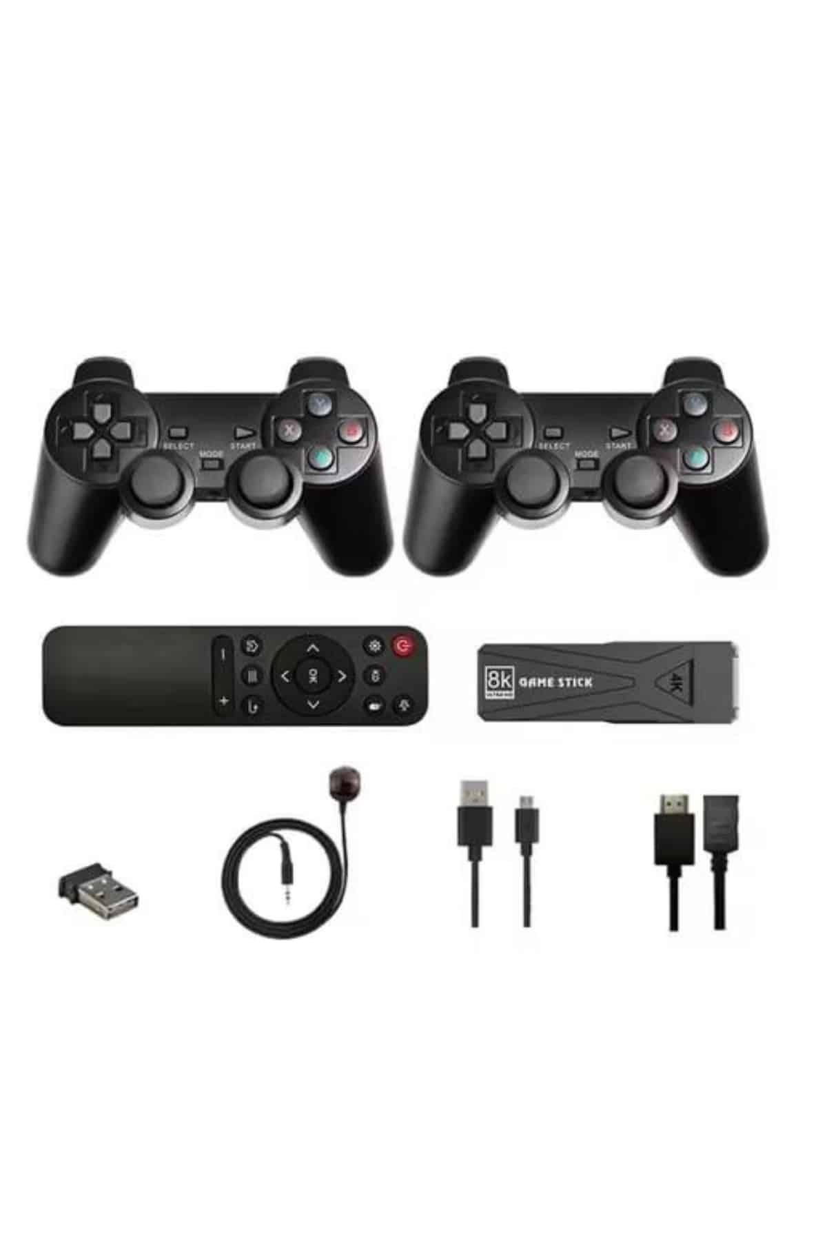 Game Stick Çift Oyun Konsolu Smart TV Game Box 8k Ultra HD 64 Gb