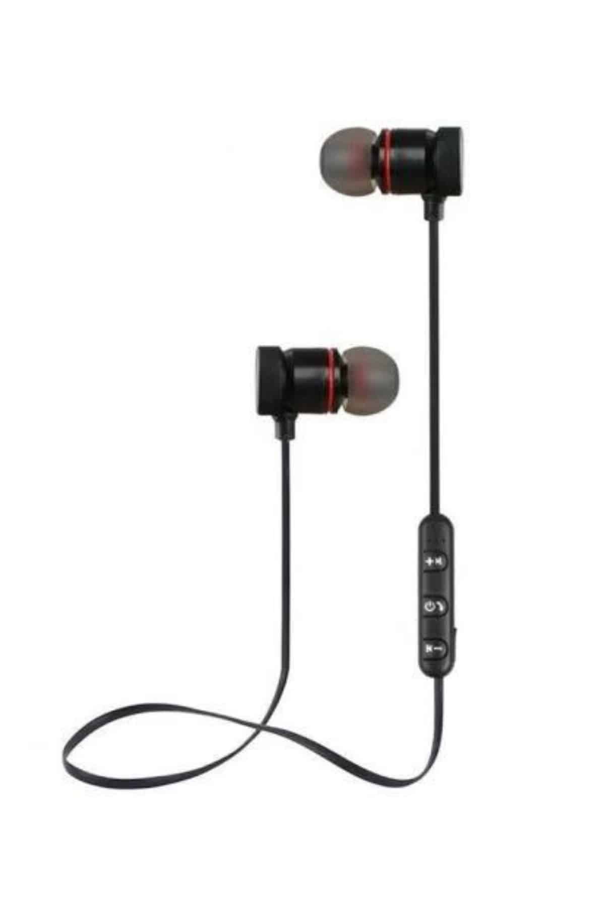 Sports Mıknatıslı Siyah Bluetooth Kulaklık Kablolu Uzun Pil Ömrü