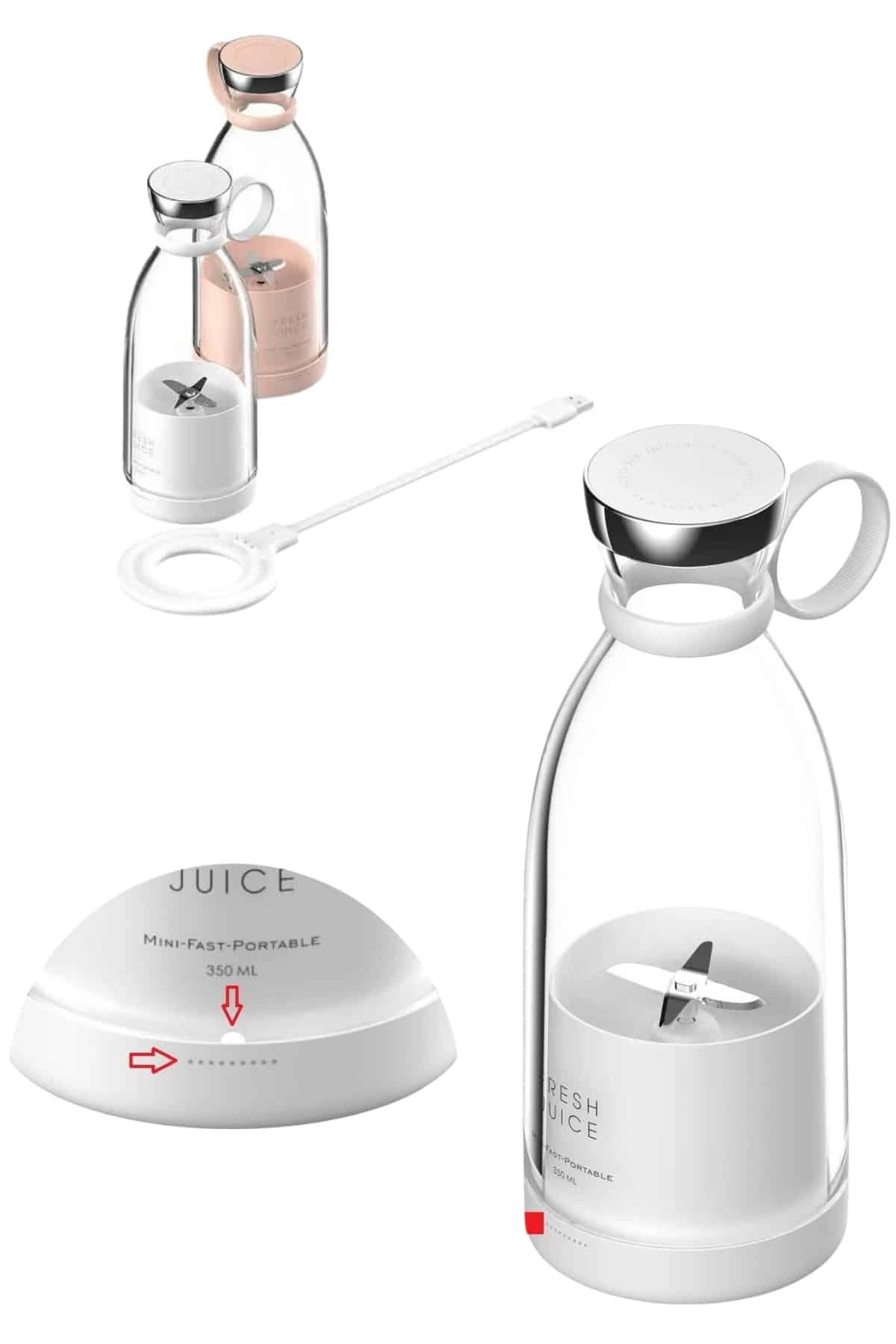 u Geçirmez Kablosuz Şarjlı Dayanıklı Taşınabilir Mini Blender