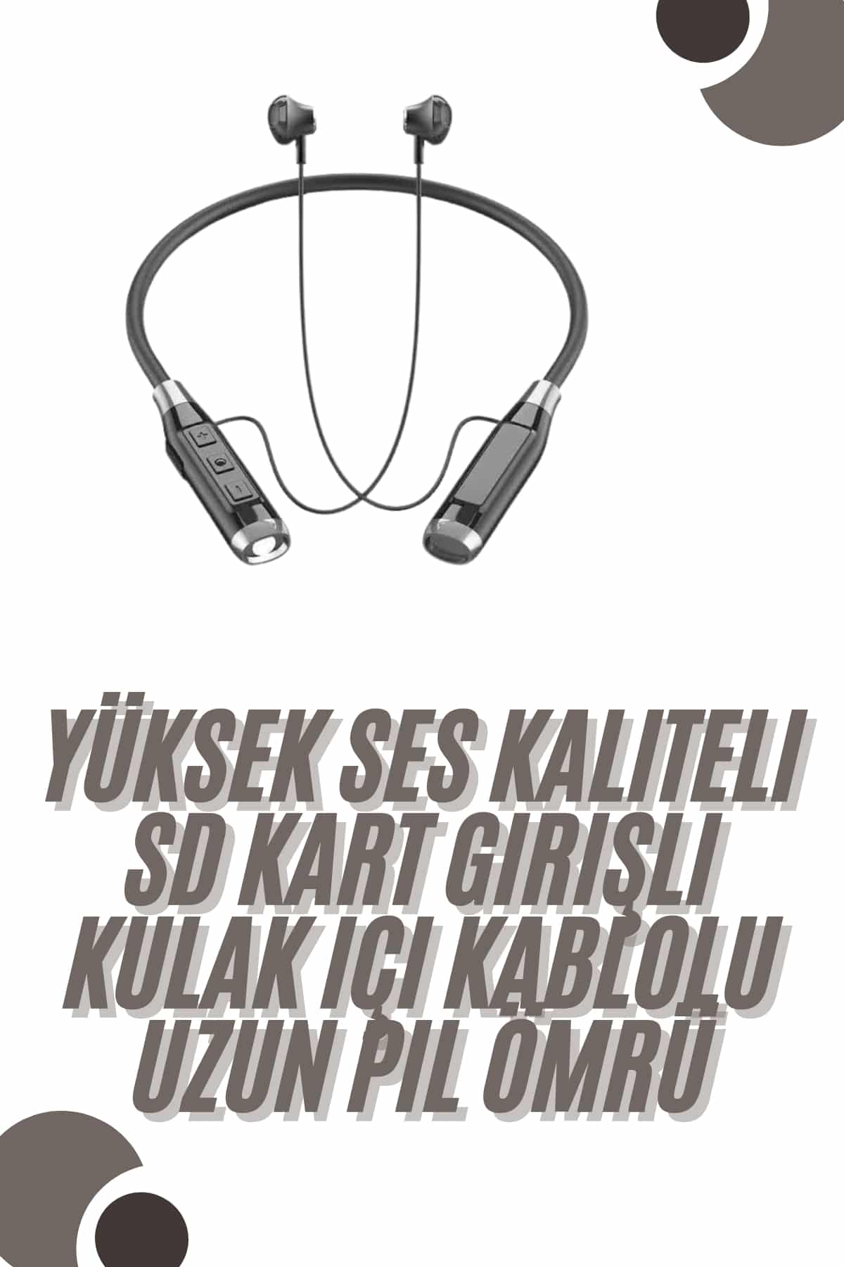 120 Saat Bluetooth Kulaklık Kablolu Boyun Askılı SD Kart Girişli ANC Özellikli