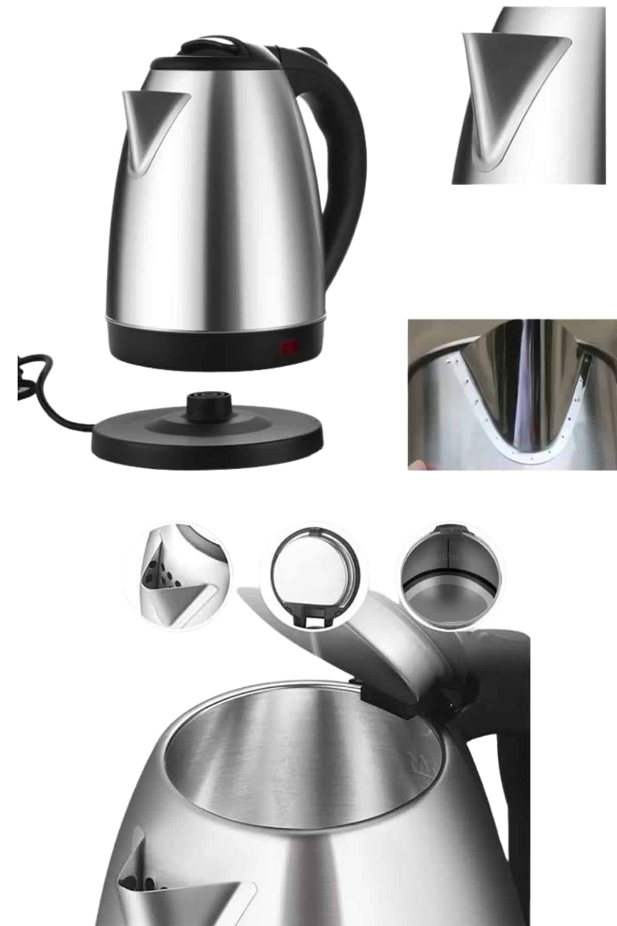 Kettle C F Tipi 220-240V Paslanmaz Çelik Elektrik Kablolu Otomatik Kapanma