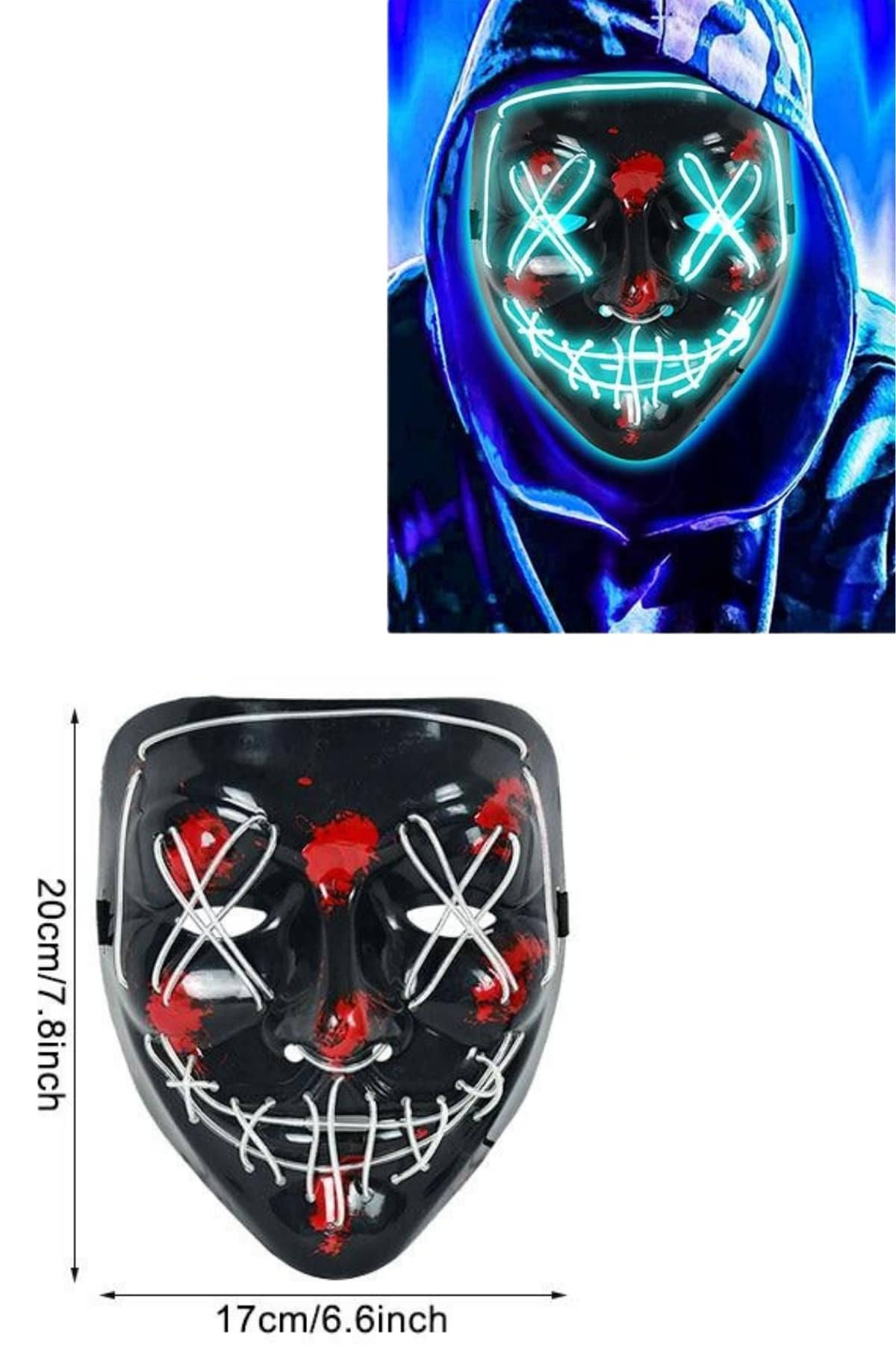 Işıklı Led Maske Parti Eğlence Maskesi Hallowen Neon Maske