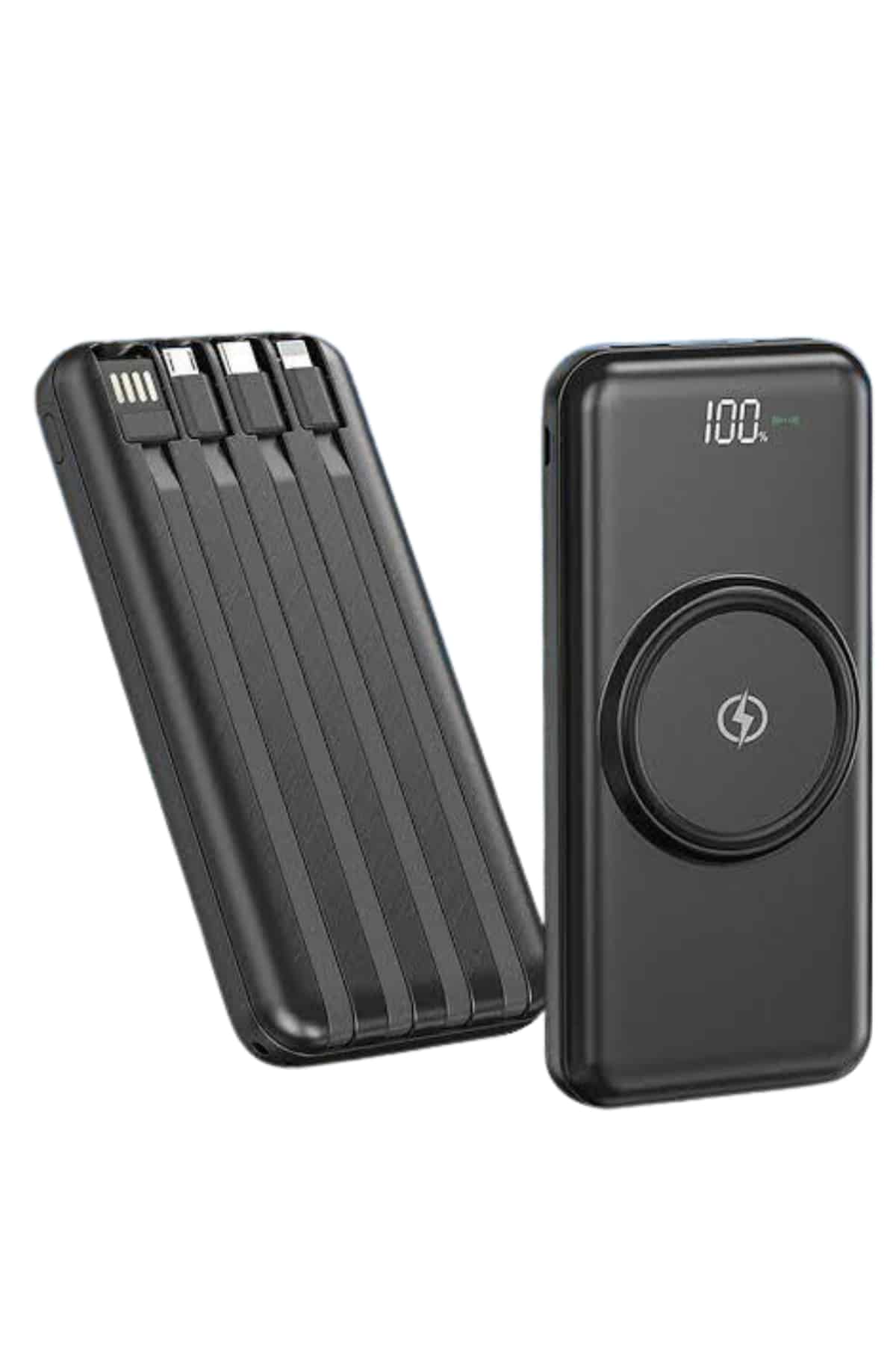 Kablosuz Çoklu Şarj Girişli 10.000 Mah Kablolu Powerbank Taşınabilir