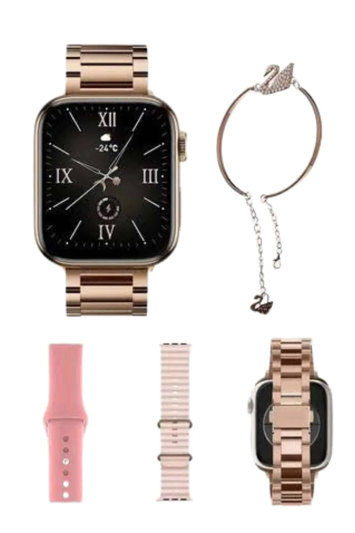 Yeni Nesil Kadın Akıllı Saat Rose Gold Android ve İos Uyumlu
