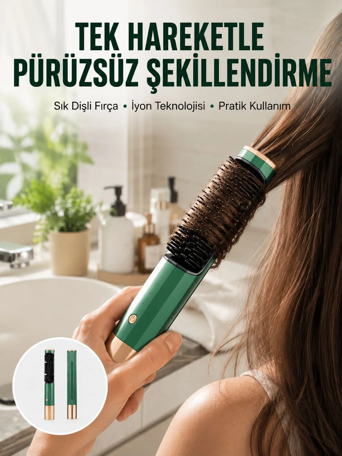 Düzleştirici Fırça Saç Düzleştirici Arada Fön Tarak Taşınabilir