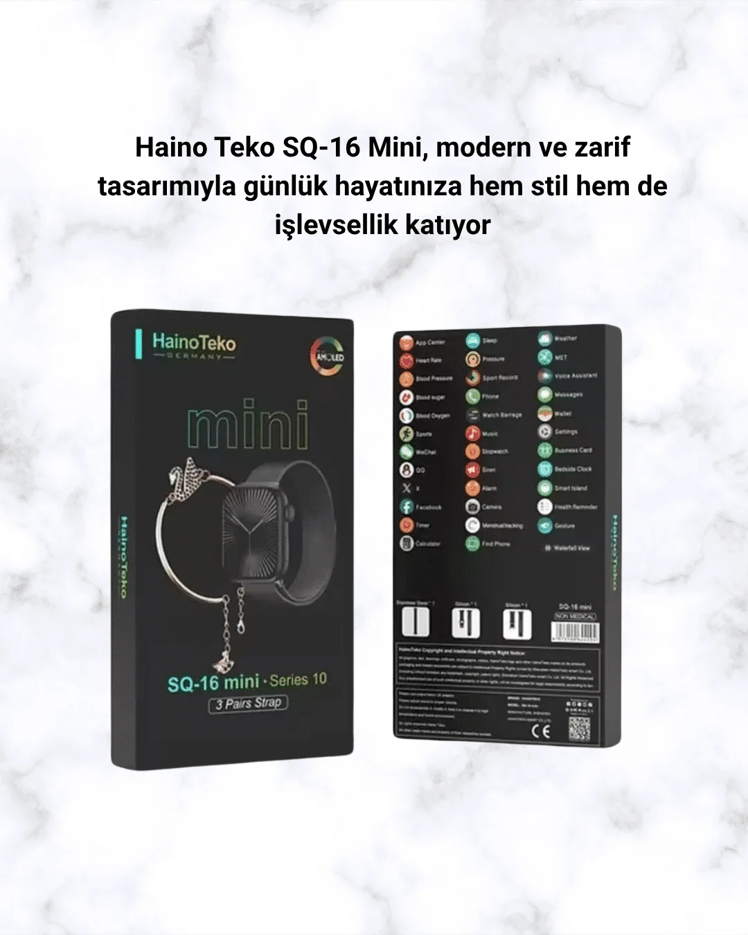Akıllı Saat SQ-16 Mini Series 10 | Unisex Tasarım, Sağlık ve Spor Takibi