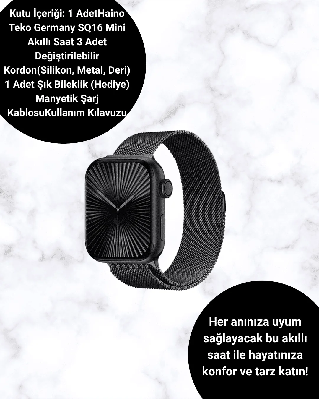 Akıllı Saat SQ-16 Mini Series 10 | Unisex Tasarım, Sağlık ve Spor Takibi