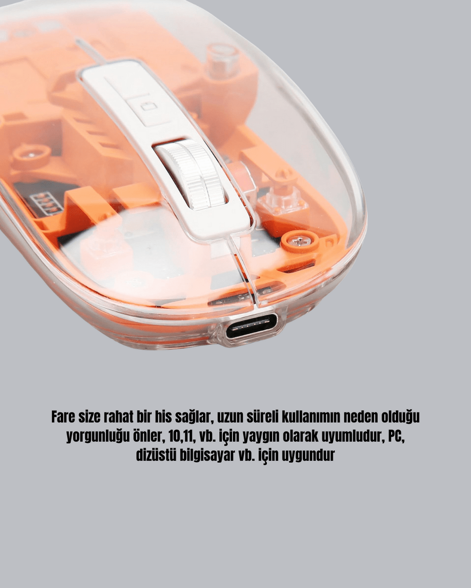 Kablosuz, Sessiz, Ergonomik ve Şarjlı Fare - Gelişmiş Çoklu Cihaz Desteği