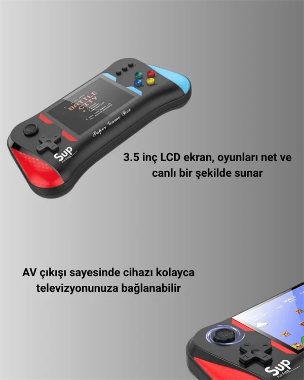 3.5 İnç Ekranlı Klasik Oyun Konsolu – 500 Dahili Oyun